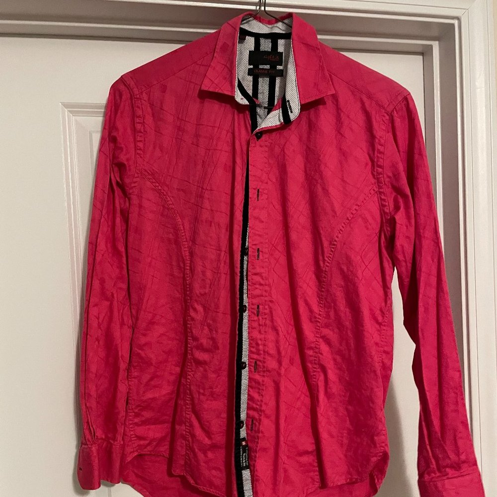 EUC Men’s Eight X Buckle Long Sleeve Button Up Classic Fit Small Pink Plaid